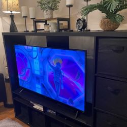 Black TV Entertainment Unit - Functional, Spacious & Perfect for Organizing!
