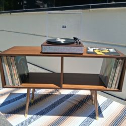 * NEW * Hand made mid century modern vinyl record cabinet console stand shelf 12" inch LP MCM