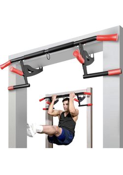 FitBeast Pull Up Bar, Doorway Mount, No Screws Needed, Steel Construction with Max Load Capacity of 440lbs, Chin Up Strength Training, Upper Body Work