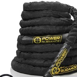 POWER GUIDANCE Battle Rope, 1.5/2 Inch Diameter Poly Dacron 30ft Length Exercise Equipment for Home Gym & Outdoor