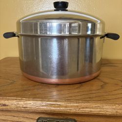 Vintage 6Qt Revere Ware Copper Bottom Stockpot With Lid.     P