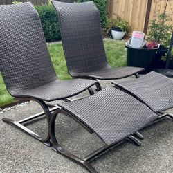 Patio Furniture Chairs w Foot Stools & Table