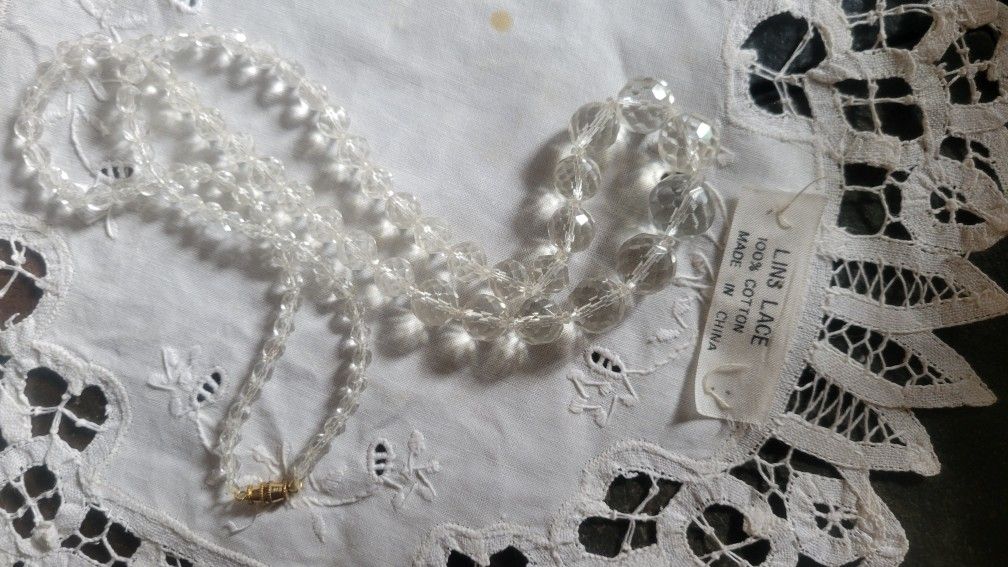 Clear crystal necklace.