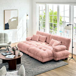 Monterey 94" Modular Chenille Cloud Sofa with 2 Ottomans and Bolstered Armrests