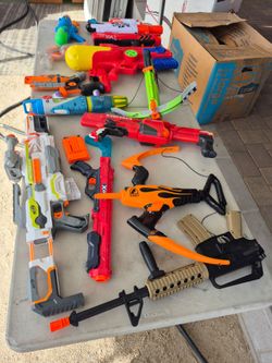 Nerf guns and 2 water guns, $80 for everything
