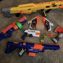 Nerf Gun Lot And Gel Blasters