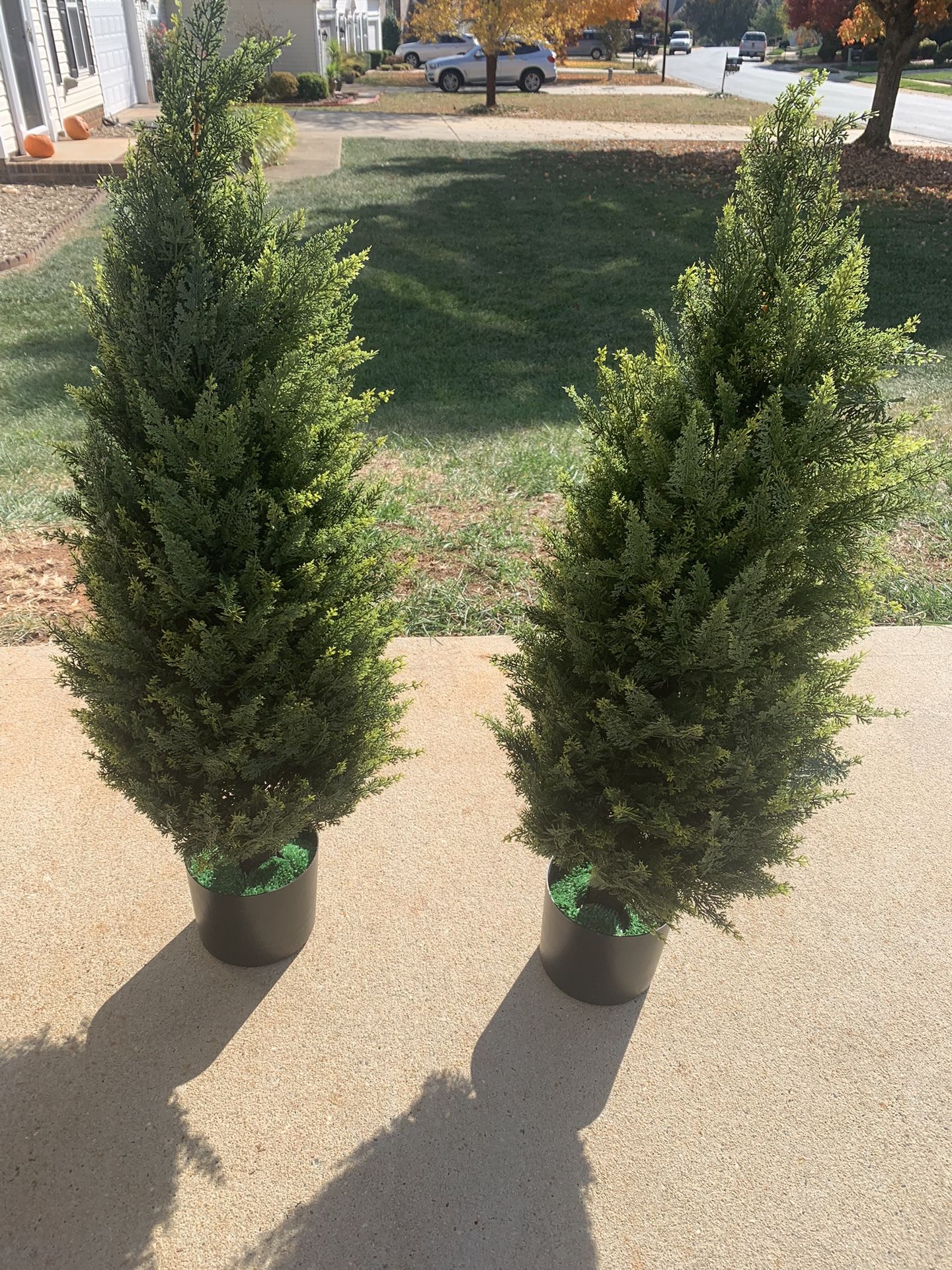 ECOLVANT Two 3ft Artificial Topiary Trees UV Resistant Bushes Potted Plants Artificial Cedar Tree Artificial Shrubs Tree for Indoor Outdoor