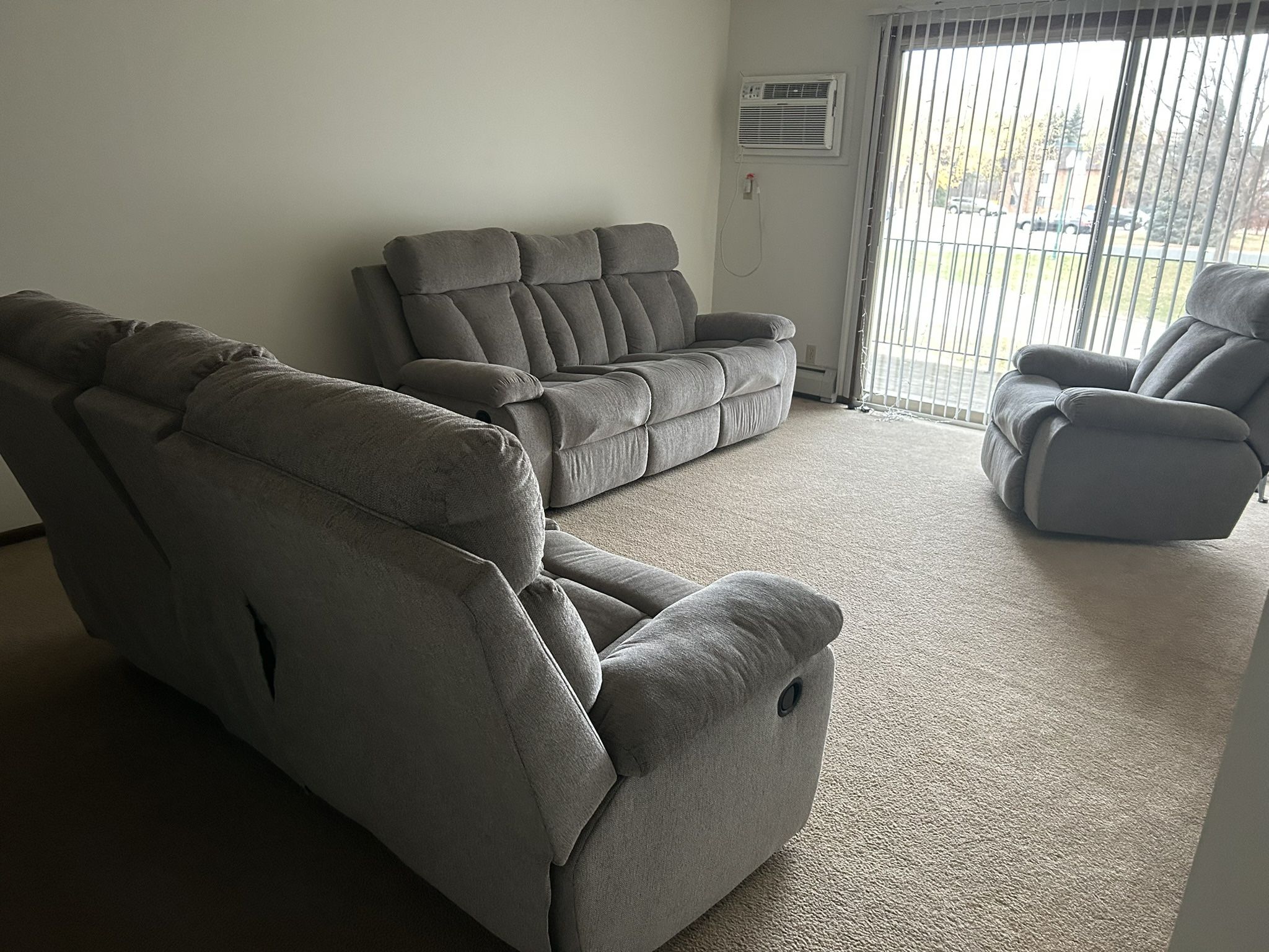 Gray Mitchiner Sofa, Loveseat and Rocking Chair Recliner For Sale
