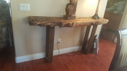 Slab wood console table, hand made.