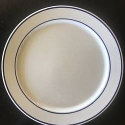 LIKE NEW USA 12 1/2" Round Porcelain Platter w/ Double Dark Blue Bands