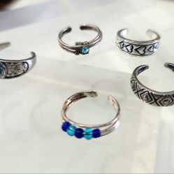 Lot Of 5 Silver Tone Toe Rings