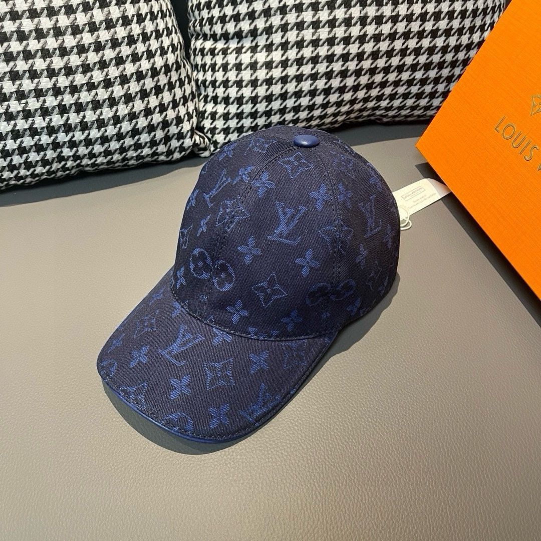 Louis Vuitton Classic Monogram Jacquard Baseball Cap Navy