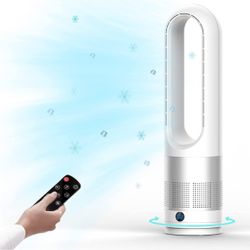 Bladeless Cooling Fan, 22 inch Tower Fan, 80° Oscillating Pedestal Fan with Remote Control, 8 Speeds