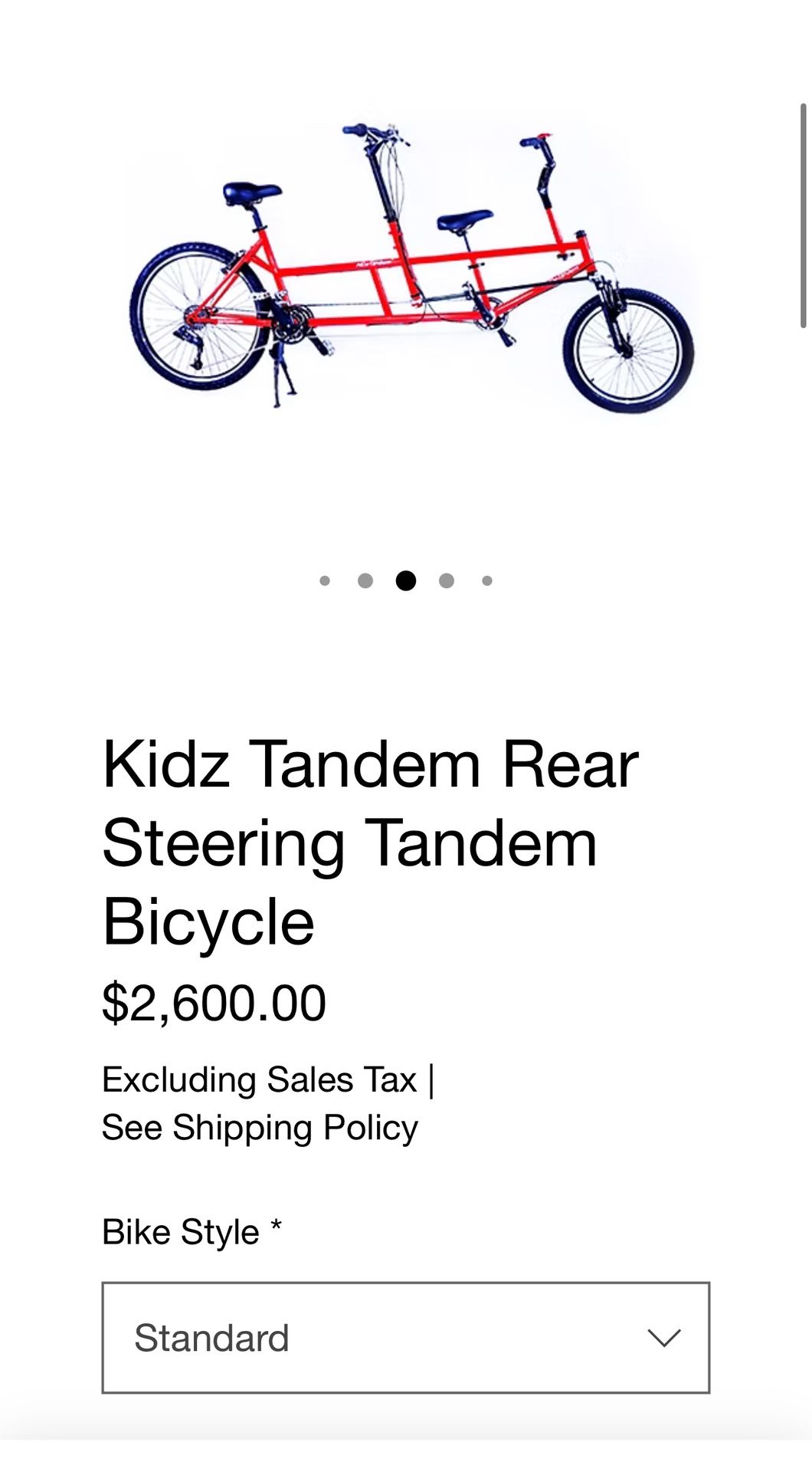 Kidz Tandem Rear Steering Tandem Bicycle