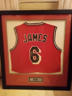 LeBron James signed professionally framed Jersey. No coa