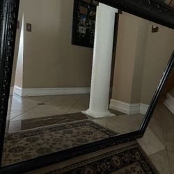 BEAUTIFUL BLACK LARGE BEVELED MIRROR PERFECT CONDITION 