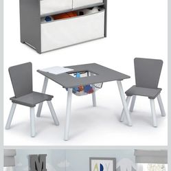Delta Children 4-Piece Toddler Playroom Set, Grey/White