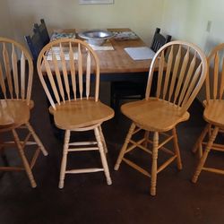 4 Swivel Bar Chairs - OAK