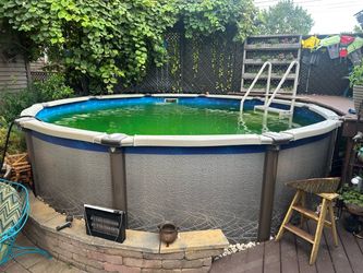 16-foot above-ground pool; used for 3 years and in good condition; includes filter and water pump; ready to install.