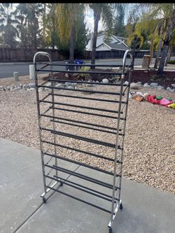 5ft tall 10 tier shoes rack on wheels