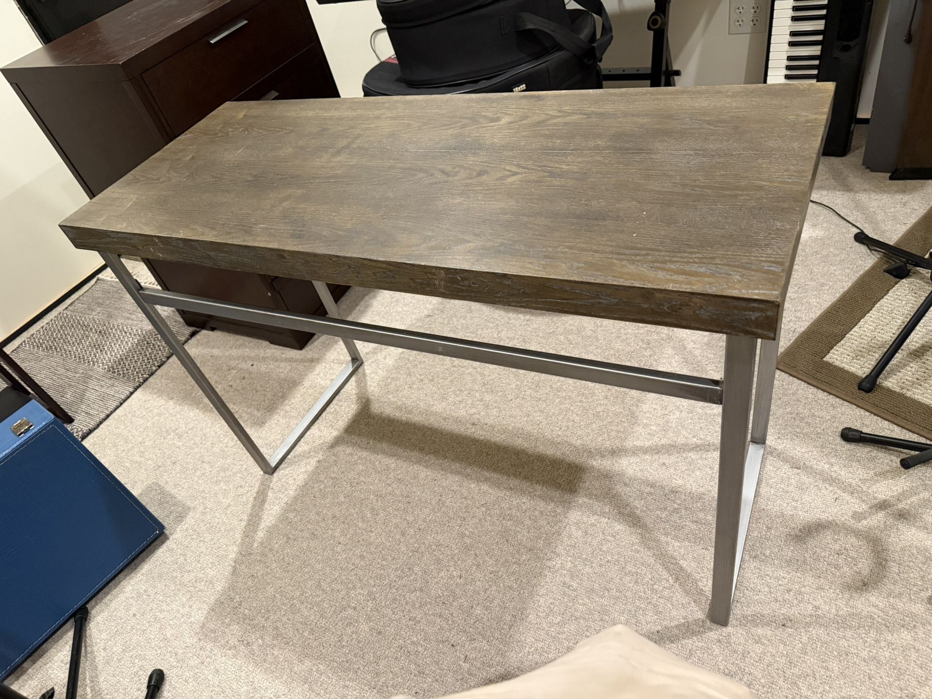 Nolan Console Table Weathered burnt Oak/Chrome