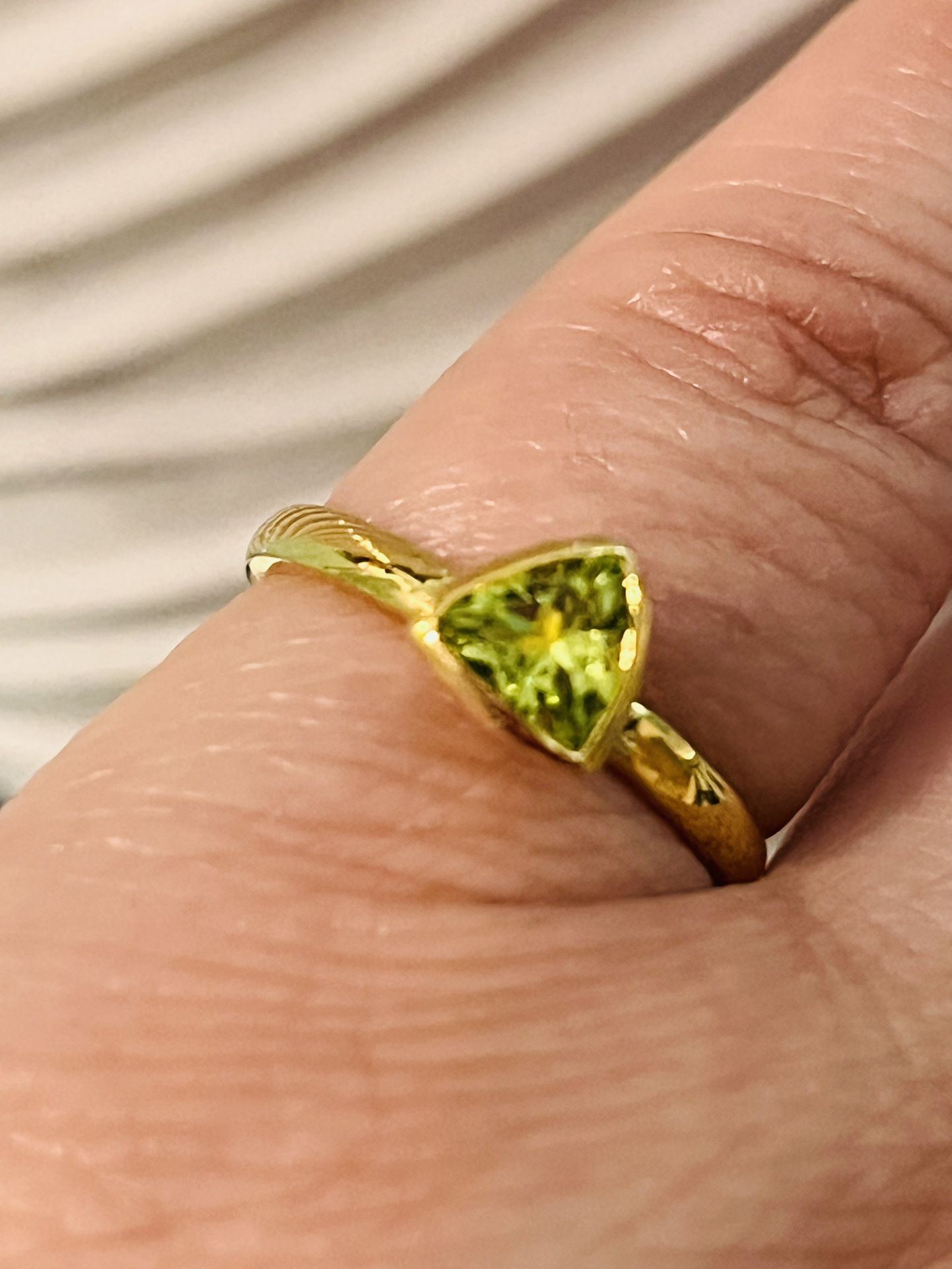 925 Silver 14K Gold Plated Peridot Stone 