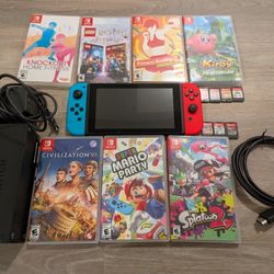 Nintendo Switch Bundle + 7 Games (Kirby, Mario, Fitness)