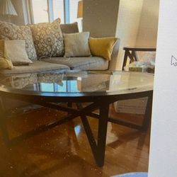 Espresso Wood And Glass Coffee And End Tables
