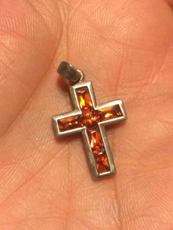 Sterling silver cross with cut stones