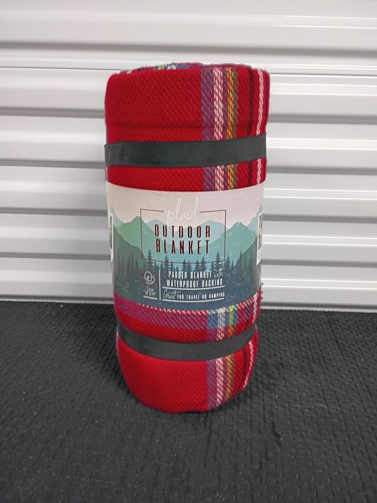 Plaid outdoor Padded blanket NEW