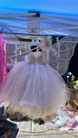 Girls Fairy Princess Costume Dress with Wings