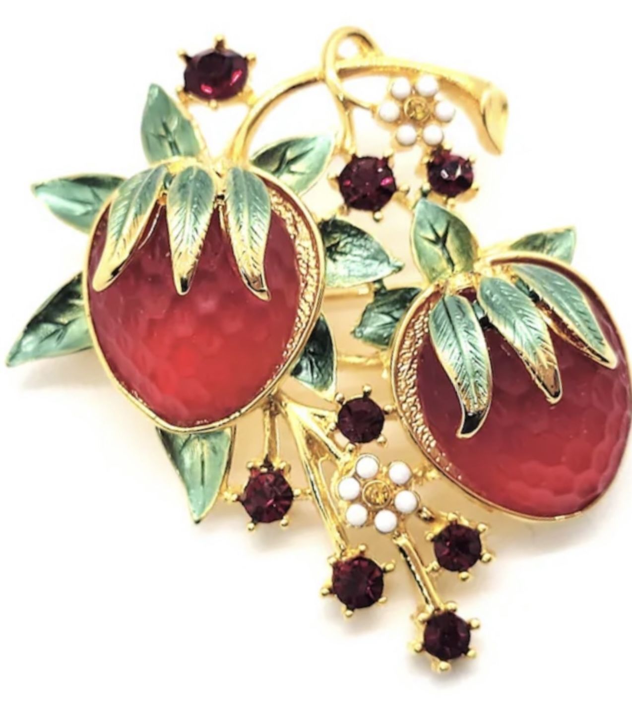Wonderful vintage Signed Graziano strawberries brooch