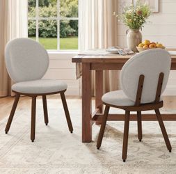 2X Gray fabric solid wood dining chairs