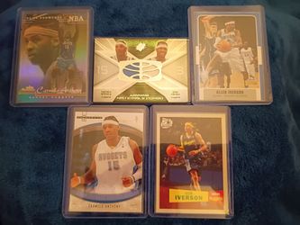 Carmelo Anthony & Allen Iverson 1 Winning Materials Combo and 4 cards- 2 Carmelo & 2 AI ONLY $30.