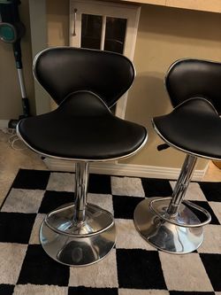 Adjustable Bar Stools. Silver and Black