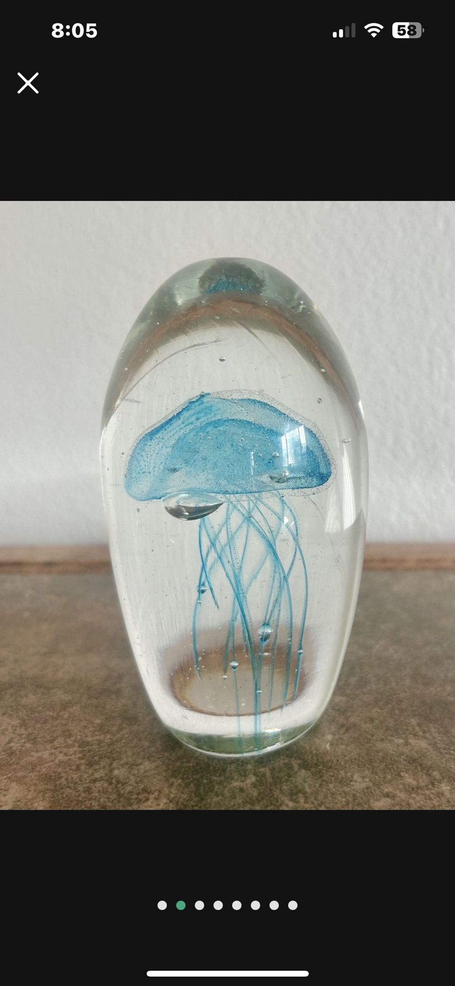 Jelly Fish Paper Weight Glow In The Dark Made In France