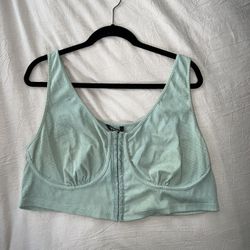 Light Green/Blue Plus size solid Crop Tank Top Corset Style 