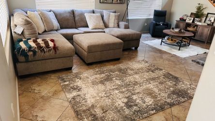 Modern Oversized Sectional Sofa with Ottoman –
