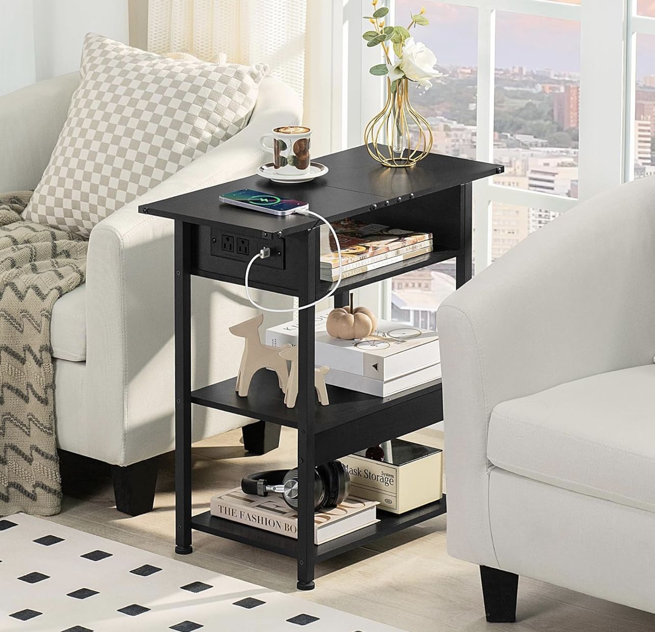 Side Table with Charging Station