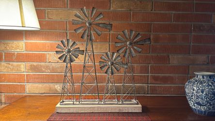 Farmhouse Rustic Metal 4 Windmill Home Decor