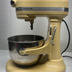 Yellow Kitchenaid Professional Hd Bowl Lift Mixer And Three Attachments Appliance Kitchen Aid Whisk Hook Paddle Baking Cooking Tool 