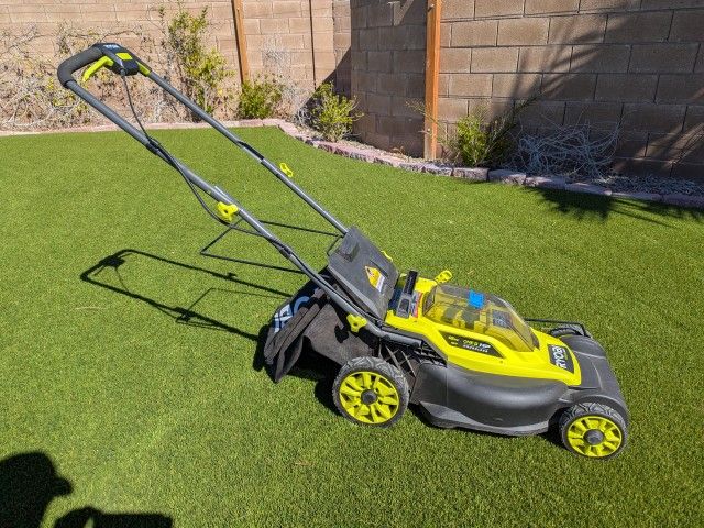 Ryobi 16" Cordless Lawn Mower And Trimmer With Battery And Charger
