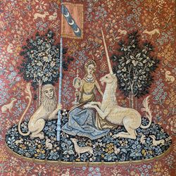 RARE ANTIQUE TAPESTRY “The Lady with the Unicorn”