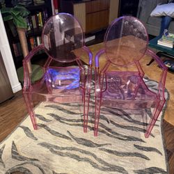 Two Pink Ghost Chairs 