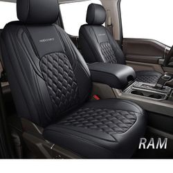 Car Seat Covers for Dodge Ram, Full Coverage Waterproof Leather Pickup Truck, Flat Front & Flat Rear