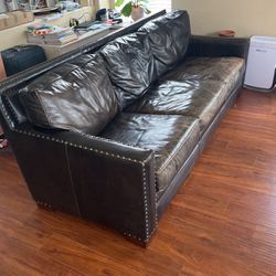 Black Real Leather Couch