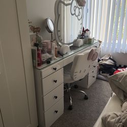 Vanity with hello kitty mirror