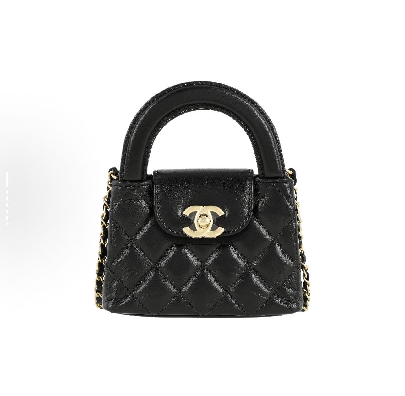 CHANEL23K/24P Kelly Gold Diamond Chain with Handle Mini Shopping Bag Lychee Pattern Cowhide Handbag Single Shoulder Handbag Super Mini(692)67