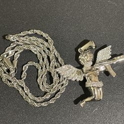 Iced Out Angel Chain Pendant