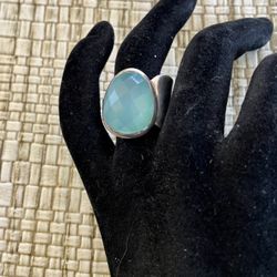 925 Sterling Silver/Chalcedony Ring-Sz 8